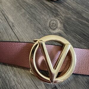 Valentino Gold Buckle Pink Belt